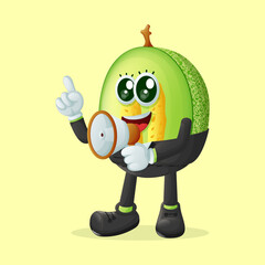 honeydew melon character holding a megaphone