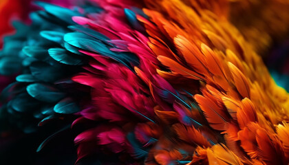 Fototapeta na wymiar Vibrant colored macaw tail creates abstract celebration of nature beauty generated by AI