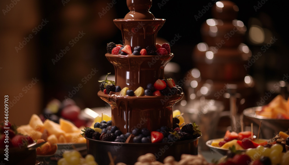 Wall mural a gourmet dessert bowl filled with fresh chocolate and berries generated by ai - Wall murals