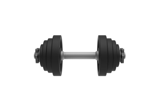 Dumbbell front view without shadow 3d render