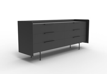modern cabinet angle view with shadow 3d render