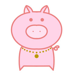 Pig doll wearing a necklace