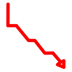 red graph line pointing down