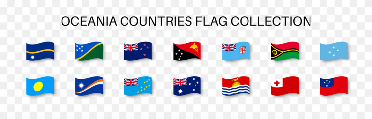 oceania countries flags collection. Vector EPS 10
