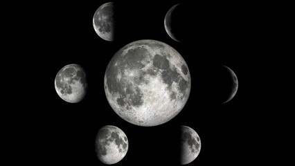 moon phases on black background