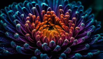 A vibrant underwater chrysanthemum, a fragility of beauty generated by AI