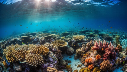 Fototapeta na wymiar Scuba diving in the Red Sea a motion filled aquatic adventure generated by AI