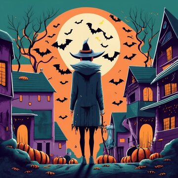Halloween poster for decorations, Halloween parties, Halloween crafts, greting card 