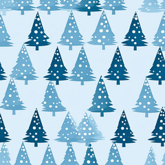 Obraz premium Christmas tree seamless pattern, tileable blue holiday country print for wallpaper, wrapping paper, scrapbook, fabric and product design