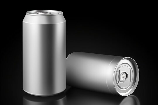 Plain monochrome 280 ml beverage can with droplets. Generative AI