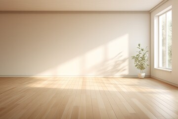 Fototapeta na wymiar Sunlight falling into an empty room with a mock up wall.