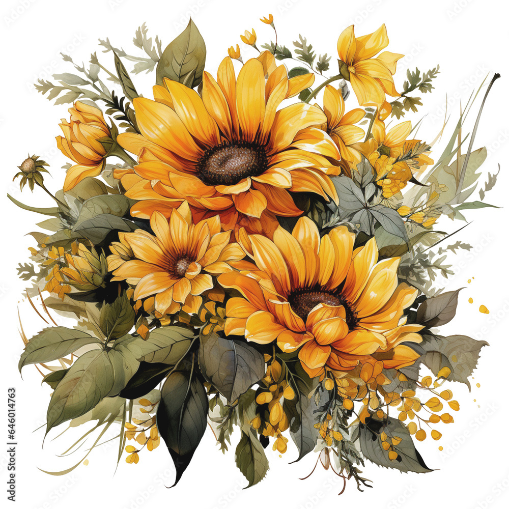 Poster autumn sunflowers