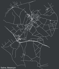 Detailed hand-drawn navigational urban street roads map of the SAÔNE COMMUNE of the French city of BESANCON, France with vivid road lines and name tag on solid background