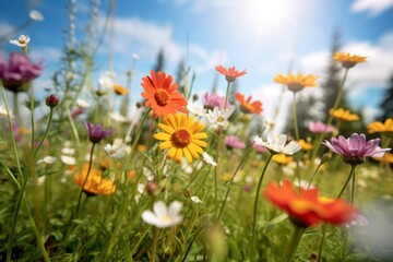 Fototapeta premium Serene Sunny Field Meadow in Spring