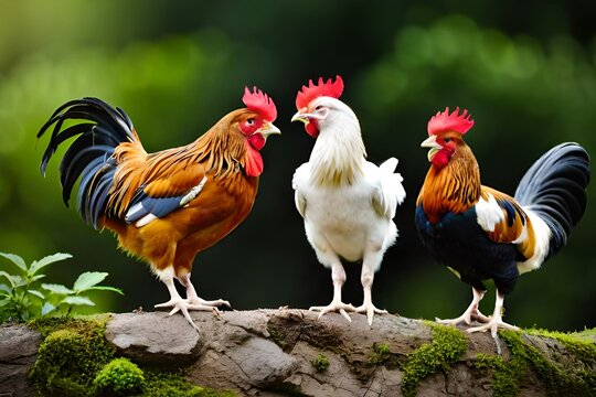 A Symphony of Barnyard Melodies: Unveiling the Enchanting Realm of Roosters, Where Majestic Crowing Heralds the Dawn and Vibrant Plumage Adorns the Rural Landscape with a Splash of Color and Life