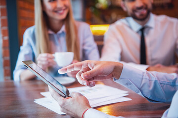 Business people in cafe