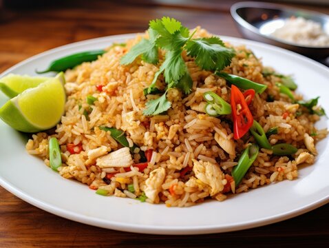 Khao Pad  Thai Fried Rice with Pork , Generative AI