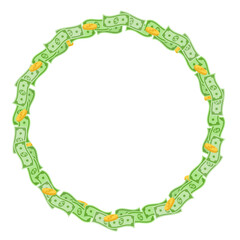 dollar money art design round frame