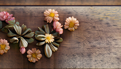 pink orchid on wooden background