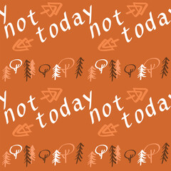 Seamless vector pattern with hand drawn doodle forest.