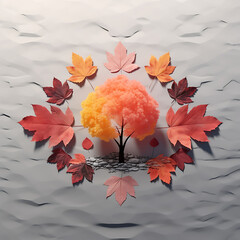 Creative layout of colorful autumn leaves and bright stones, minimal concept