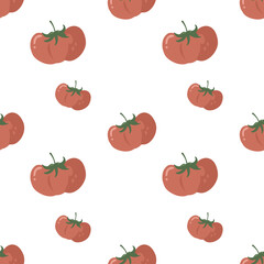 Seamless pattern with fresh tomato background. Hand drawn  illustration.Perfect for wallpaper, fabric design, wrapping paper, surface textures, digital paper.