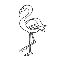 Naklejka premium Vector continuous one line Flamingo illustration