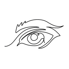 Vector continuous one line eye with eyebrow illustration