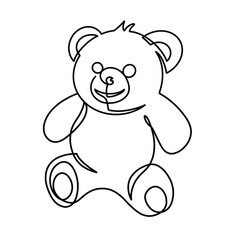 Vector continuous one line teddy bear illustration