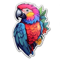 Colorful Macaw Parrot Sticker. Isolated on a white background