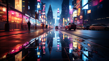 Fototapeta premium futuristic cityscape neon lights
