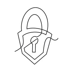 Vector continuous one line Padlock illustration