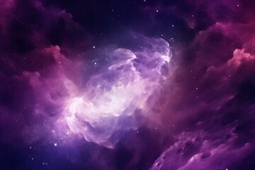 Purple space scenery with nebula and stars. Generative AI