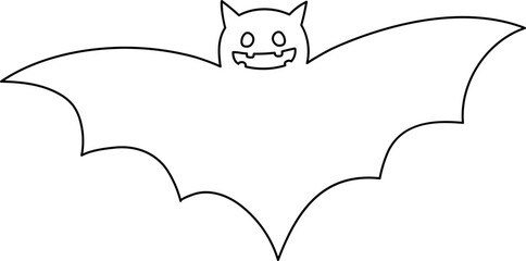 Halloween Witch Bat Coloring Line Illustration