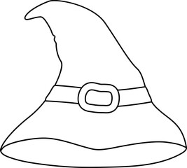 Halloween Witch Old Hat Coloring Line Illustration