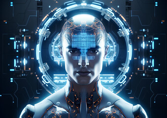 Artificial Intelligence, AI robot, Future technology concept