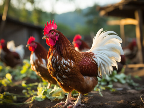 rooster and hen UHD wallpaper Stock Photographic Image