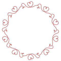 red rope heart shape round frame