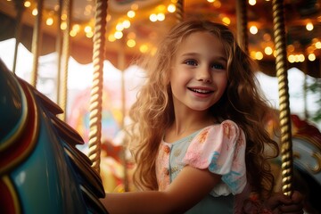 Obraz premium child on carousel