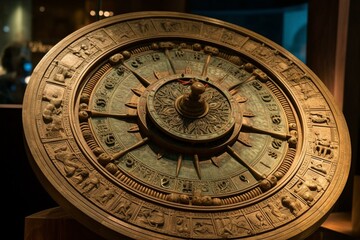 Fototapeta na wymiar A rotating wheel representing the zodiac signs. Generative AI