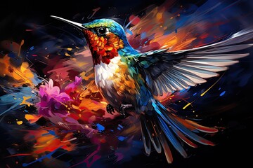  hummingbird, colorful