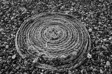 Naklejka premium Marine rope. Sea travel and vacation. Holidays by the sea.