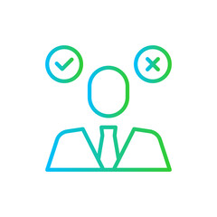 Decision maker education icon with blue and green gradient outline style. business, icon, vector, decision, maker, symbol, illustration. Vector Illustration