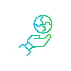 Problem solving education icon with blue and green gradient outline style. business, problem, concept, symbol, illustration, idea, solution. Vector Illustration