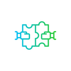 Collaboration education icon with blue and green gradient outline style. teamwork, team, collaboration, business, line, meeting, vector. Vector Illustration