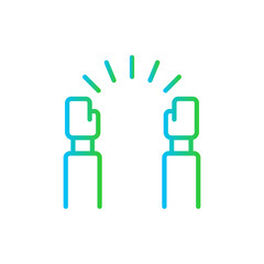 High five education icon with blue and green gradient outline style. hand, high, symbol, sign, five, design, isolated. Vector Illustration