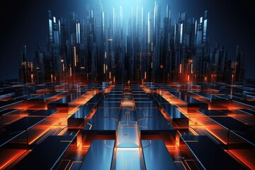 Cloud computing transfer big data on internet. futuristic digital technology .Generative AI