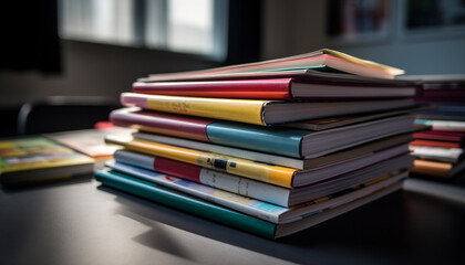 A heap of literature on the bookshelf, a wisdom collection generated by AI