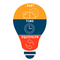 PTE - Part time equivalen acronym. business concept background.  vector illustration concept with keywords and icons. lettering illustration with icons for web banner, flyer, landing