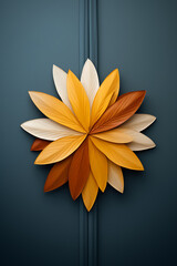 Creative layout of autumn colored flower, dark blue background